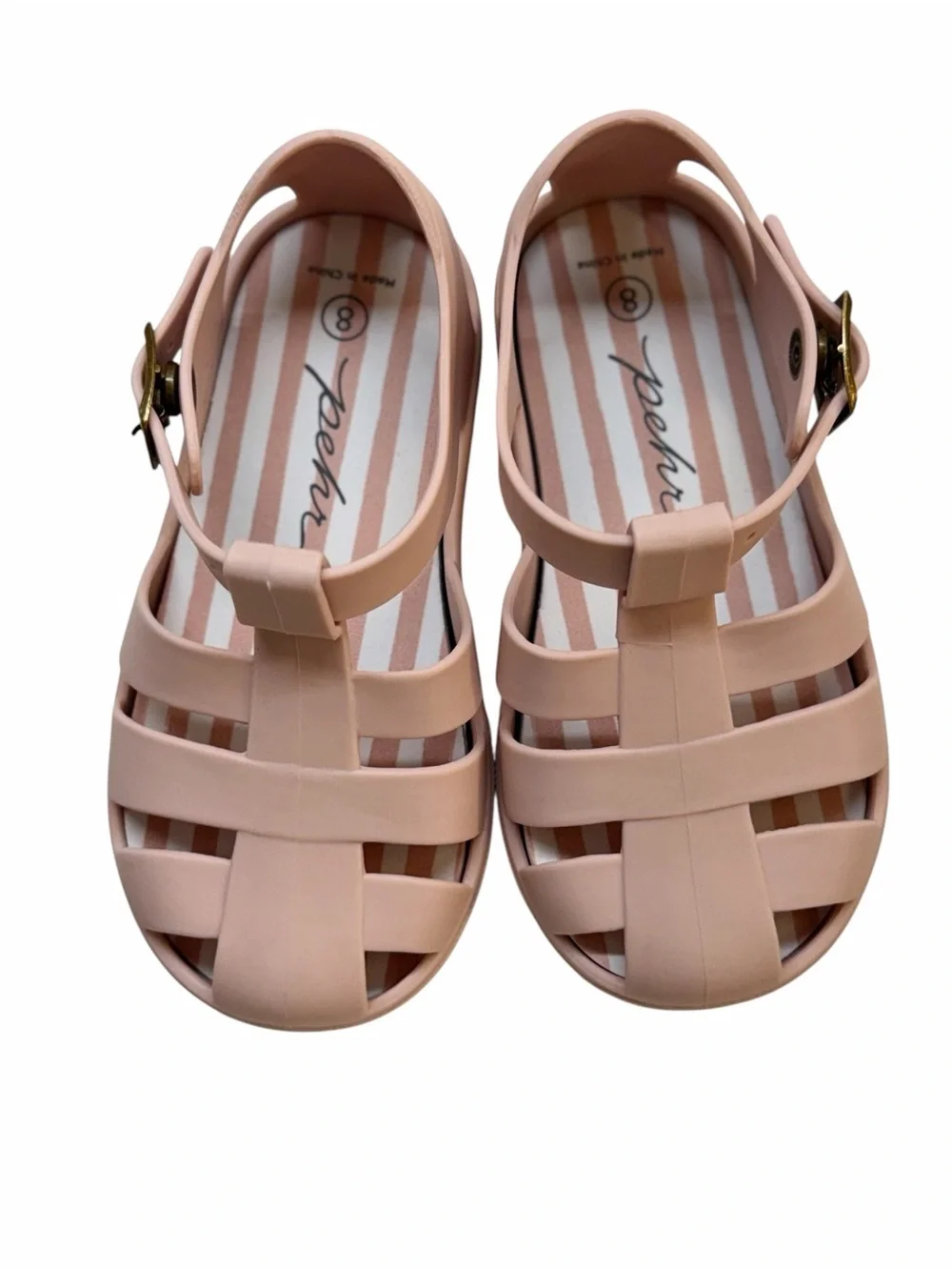 Pehr Fisherman Sandals Powder Pink Kids Size 8 Blush Jelly Waterproof - NWOT